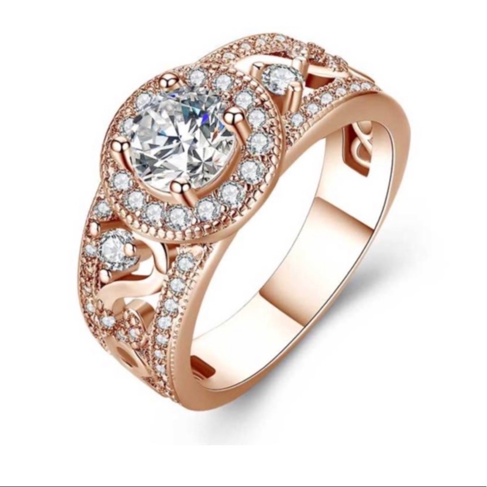 925 Sterling Silver Rose Gold Plated Lace Ring